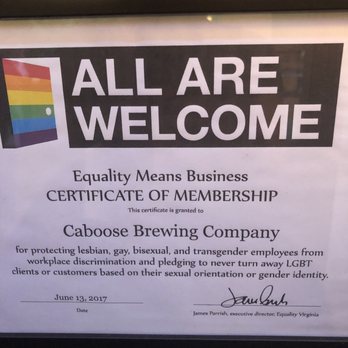 Caboose Tavern - Posted on wall near entrance. - New American Near Me - Vienna, Virginia