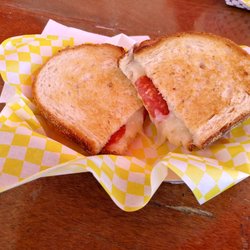C'est Cheese Food Truck - The Bee Sting - mozzarella, pepperoni & basil infused honey on tuscan pane with chili flaked butter