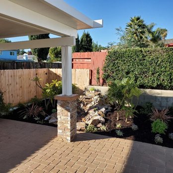 Del Mar Landscapes - Dorothy's water feature. Pavers were 100%, water feature 100%, LED lighting 100%, perfect !!! - Landscaping Near Me - San Diego, California Del Mar Landscapes - Dorothy's water feature. Pavers were 100%, water feature 100%, LED lighting 100%, perfect !!! - Landscaping Near Me - San Diego, California