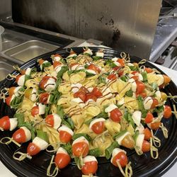 Cheese and tortellini skewers