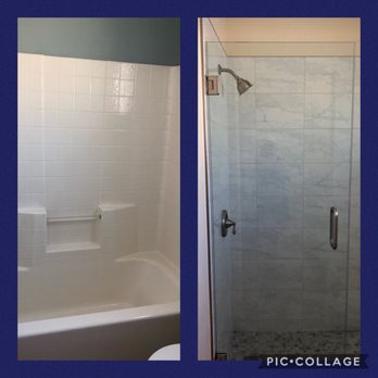 Desert Rat Builder - Converted shower tub combo to a beautiful walk in tiled shower with frameless door. - General Contractors Near Me Desert Rat Builder - Converted shower tub combo to a beautiful walk in tiled shower with frameless door. - General Contractors Near Me