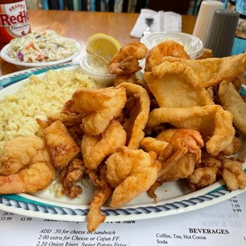 Supreme Seafood Restaurant - Combination fried seafood platter w/rice and cold slaw. - Seafood Near Me - North Branford, Connecticut Supreme Seafood Restaurant - Combination fried seafood platter w/rice and cold slaw. - Seafood Near Me - North Branford, Connecticut