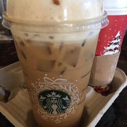 Starbucks - Iced caramel brûlée coffee, holiday drink.