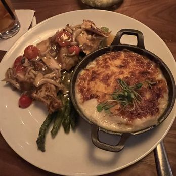 Saints + Council - Smoked Chicken Rosemary demi glaze, au gratin potatoes, asparagus - Breakfast & Brunch Near Me - Atlanta, Georgia Saints + Council - Smoked Chicken Rosemary demi glaze, au gratin potatoes, asparagus - Breakfast & Brunch Near Me - Atlanta, Georgia