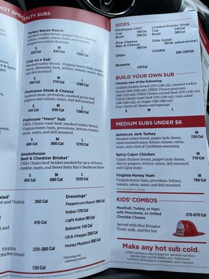 Menu photo 4 Firehouse Subs Riverside, CA