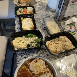 The Trio, Chicken Picatta, chicken Marsala, kids fettuccini's, bread without the tomato bruschetta, House Salad