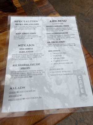 Menu photo 1 Big Cat Cafe Darby, MT