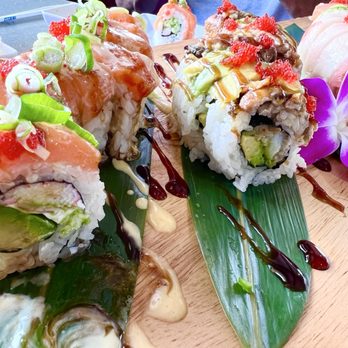 Sushi House - From left: Alaska Roll Dragon Breath roll Rainbow roll - Asian Fusion Near Me - Aransas Pass, Texas Sushi House - From left: Alaska Roll Dragon Breath roll Rainbow roll - Asian Fusion Near Me - Aransas Pass, Texas