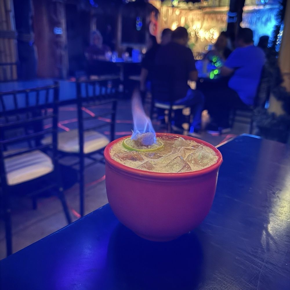Secret Island - When you're in a tiki bar, you have to have a drink on fire! - Polynesian Near Me - Long Beach, California