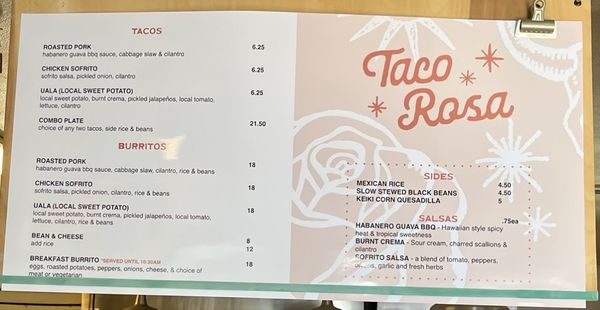 Menu photo 5 Taco Rosa Kamuela, HI
