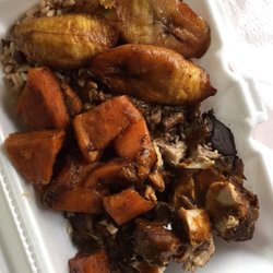 Restaurant 5oh4 - Medium jerk pork ($8.75) w/ candied yams and fried plantains