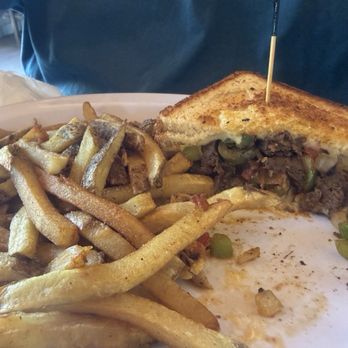 C C's Cafe - Texas Philly cheesesteak sandwich with fries (half of it, hubs ate the other half before I could snap a picture) - Breakfast & Brunch Near Me - Tomball, Texas C C's Cafe - Texas Philly cheesesteak sandwich with fries (half of it, hubs ate the other half before I could snap a picture) - Breakfast & Brunch Near Me - Tomball, Texas