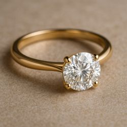 Everything Jewelry - 14K Yellow Gold Ring with a 4-Prong Round Diamond Center.