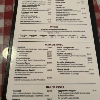 La Strada Italian Restaurant - Main menu - Italian Near Me - Saint Augustine, Florida