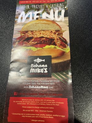 Menu photo 3 Bahama Mike's Seafood and Grill Pasadena, MD