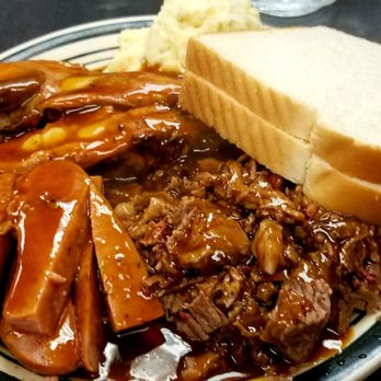 Daddy D's Southern Style BBQ - 3 meat combo so big my photo couldn't capture the side of collard greens that came with it. - Barbeque Near Me - Vancouver, Washington