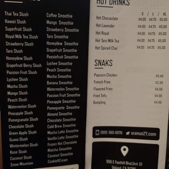 Uranus 27 - Menu - Bubble Tea Near Me - Upland, California