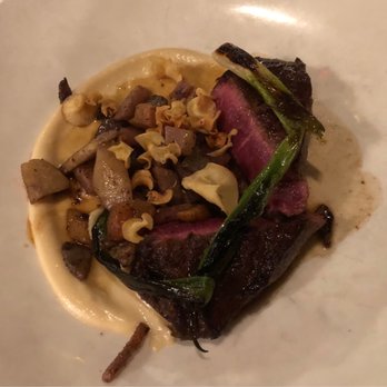Rhubarb - Wood Grilled Apple Brandy Farms Flat Iron Steak - New American Near Me - Asheville, North Carolina