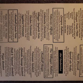Villaggio Italiano - Menu - Italian Near Me - Silver Creek, New York Villaggio Italiano - Menu - Italian Near Me - Silver Creek, New York