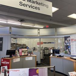 No staff working desk.  All avoiding customers