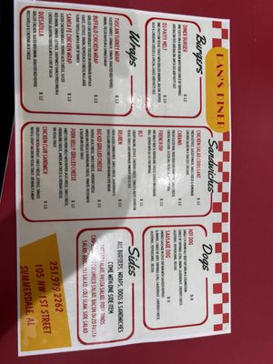 Menu photo 3 Dan's Diner Summerdale, AL