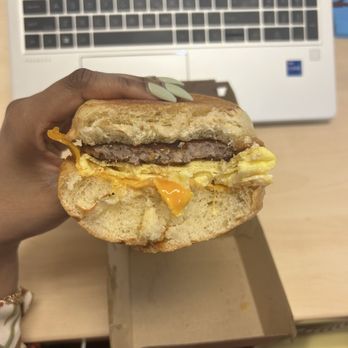 Cracked Eggery - Extra thin sausage patty. Sausage, egg and cheese sandwich. - Breakfast & Brunch Near Me - Washington, DC, District of Columbia