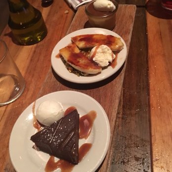 Cafe Ba-Ba-Reeba! - free dessert tapas when you check in! Chocolate Truffle Cake, Caramelized Banana and Butterscotch Custard - Spanish Near Me - Chicago, Illinois