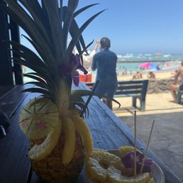 Island surfer and cut fruit