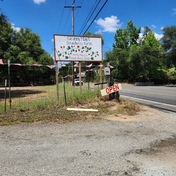 Granny Mays Strawberry Farm - Front sign by road - Pick Your Own Farms Near Me - Granite Bay, California Granny Mays Strawberry Farm - Front sign by road - Pick Your Own Farms Near Me - Granite Bay, California