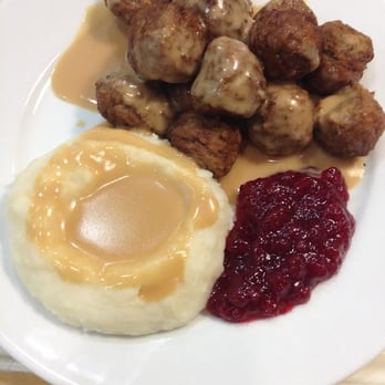 IKEA - meatballs, mashed potatoes with sauce and cranberry sauce I think. - Home Decor Near Me - Burbank, California IKEA - meatballs, mashed potatoes with sauce and cranberry sauce I think. - Home Decor Near Me - Burbank, California