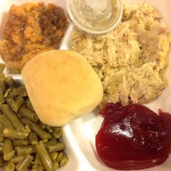 Joe's Diner - Very disappointing. Bland, overly dry & gummy dressing. Beans straight from a can-zero salt. Overly sweet sweet potato casserole