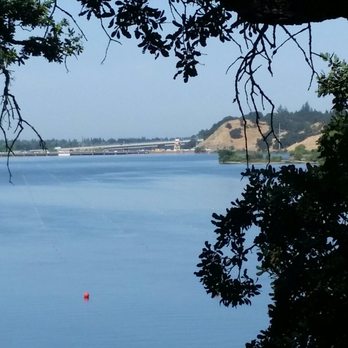 Lake Natoma Trail - Nimbus Dam in background - Hiking Near Me - Gold River, California Lake Natoma Trail - Nimbus Dam in background - Hiking Near Me - Gold River, California
