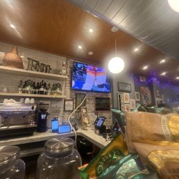 From the bar top. Watching the Olympics.