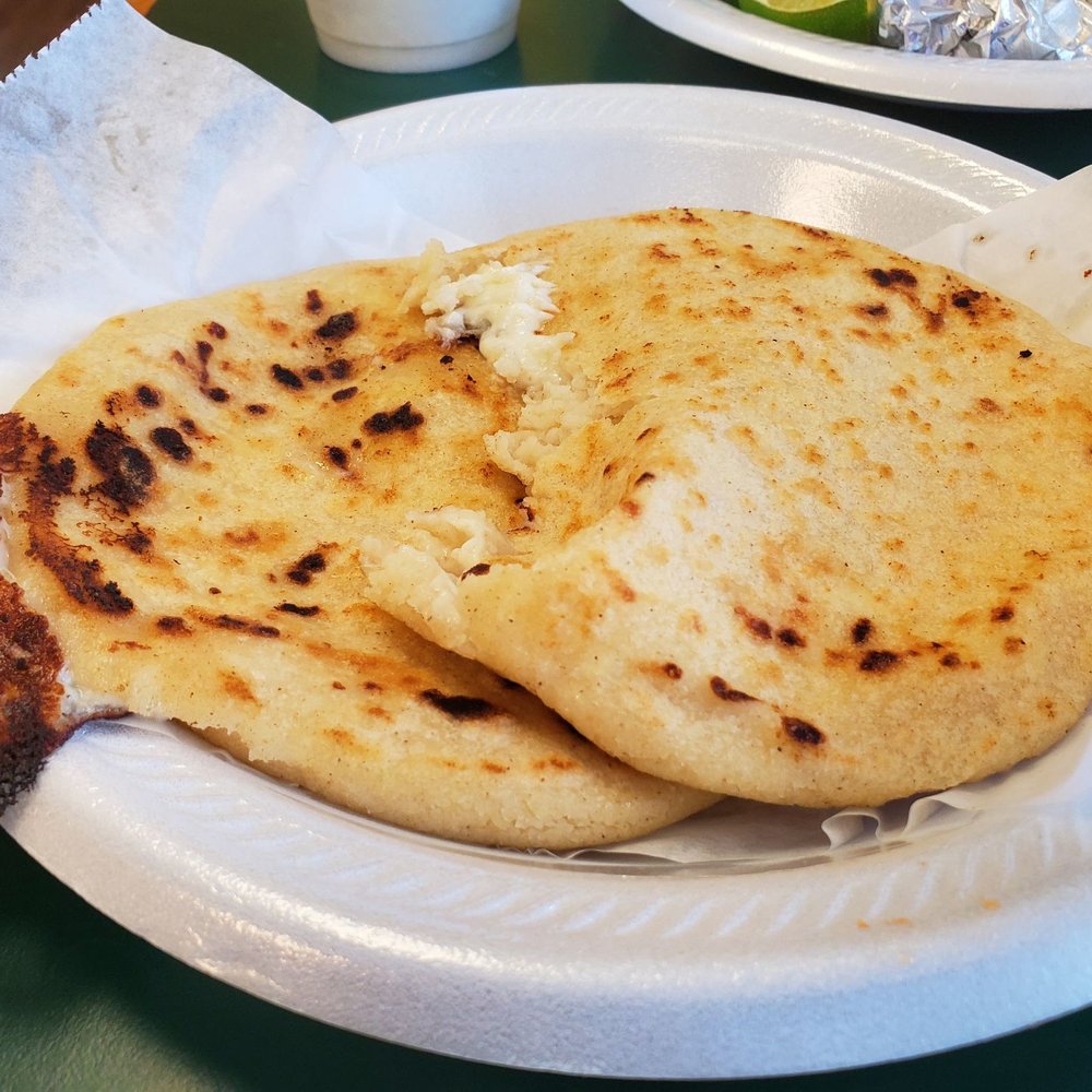 Pupuseria Carla - Cheese Pupusas.  And they have a special sauce for it - Fruits & Veggies Near Me - Tucker, Georgia