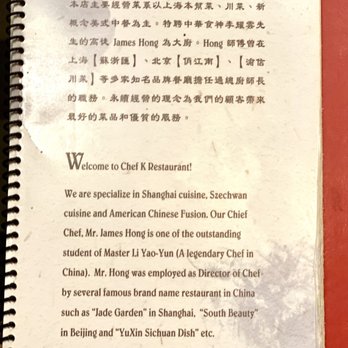 Chef K - Menu - Chinese Near Me - Temecula, California