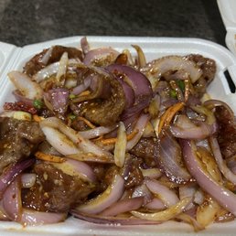 Mongolian Beef w/o green bell peppers Mongolian Beef w/o green bell peppers
