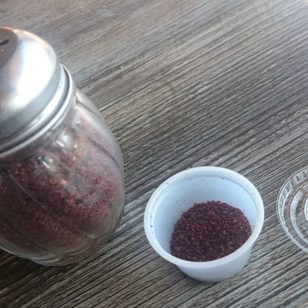 Kabab Way - Sumac Powder which adds lemony taste to salad and meat. It is similar to Japanese ingredient, "Yukari". - Middle Eastern Near Me - Glendale, California Kabab Way - Sumac Powder which adds lemony taste to salad and meat. It is similar to Japanese ingredient, "Yukari". - Middle Eastern Near Me - Glendale, California