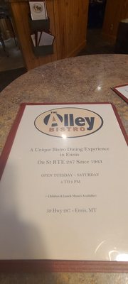 Menu photo 5 Alley Bistro Ennis, MT