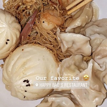 Happy Bao's - 20. Singapore Rice Noodle, 7. Dumplings Combo, 10. Pork Sheng Jian Bao - Chinese Near Me - Mesa, Arizona