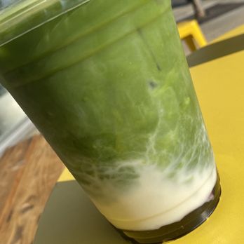Made Coffee - Matcha iced latte with blueberry sauce - Coffee & Tea Near Me - Fullerton, California