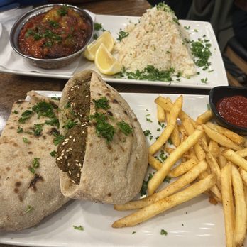 Masrawy Egyptian Kitchen - Mussaka at the back Pickled eggplant sandwich with Taamaya - Egyptian Near Me - Mississauga, Ontario Masrawy Egyptian Kitchen - Mussaka at the back Pickled eggplant sandwich with Taamaya - Egyptian Near Me - Mississauga, Ontario