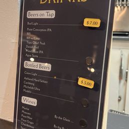 Bar menu