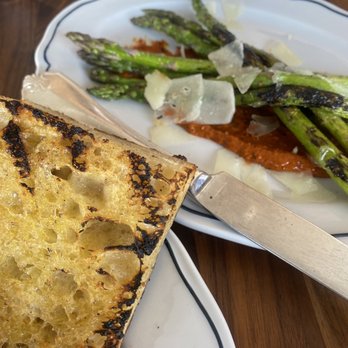 Sfizio - Grilled bread, grilled asparagus - Italian Near Me - Oakland, California Sfizio - Grilled bread, grilled asparagus - Italian Near Me - Oakland, California