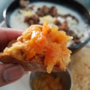 Sweet Potato Cafe - Sweet potato marmalade on a sweet potato biscuit - American Near Me - Stone Mountain, Georgia Sweet Potato Cafe - Sweet potato marmalade on a sweet potato biscuit - American Near Me - Stone Mountain, Georgia