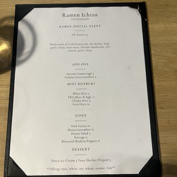 Ramen Ichizu - 12/9/24 menu - Ramen Near Me - Salt Lake City, Utah Ramen Ichizu - 12/9/24 menu - Ramen Near Me - Salt Lake City, Utah