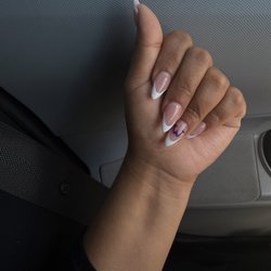 Mina Nails - French tip, design, almond shape nails