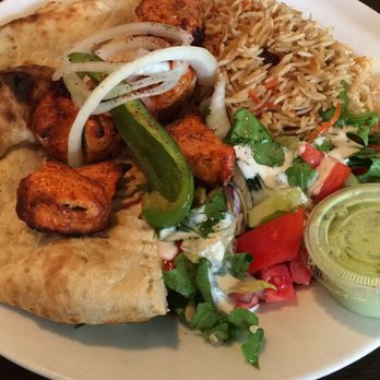 Maiwand Grill - Chicken Kabab entree: boneless chicken Kabab, salad, naan, palow, and raita. Delish! - Afghan Near Me - Baltimore, Maryland Maiwand Grill - Chicken Kabab entree: boneless chicken Kabab, salad, naan, palow, and raita. Delish! - Afghan Near Me - Baltimore, Maryland