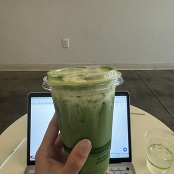 Mind Coffee - Ice oat matcha w cream top - Coffee & Tea Near Me - Berkeley, California Mind Coffee - Ice oat matcha w cream top - Coffee & Tea Near Me - Berkeley, California