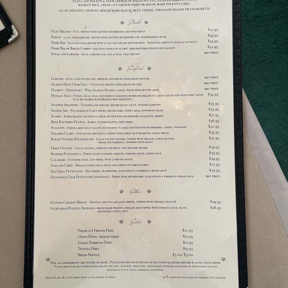 Eureka Sea Grill - Back of menu June 20, 2025 - Seafood Near Me - Eureka, California Eureka Sea Grill - Back of menu June 20, 2025 - Seafood Near Me - Eureka, California