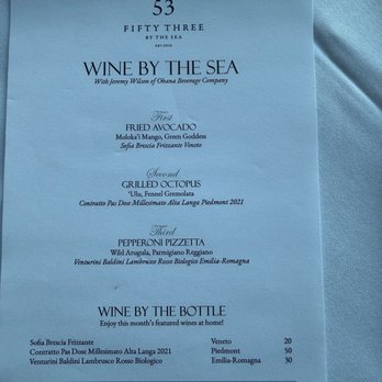 53 By The Sea - Julys wine pairing menu - Seafood Near Me - Honolulu, Hawaii 53 By The Sea - Julys wine pairing menu - Seafood Near Me - Honolulu, Hawaii